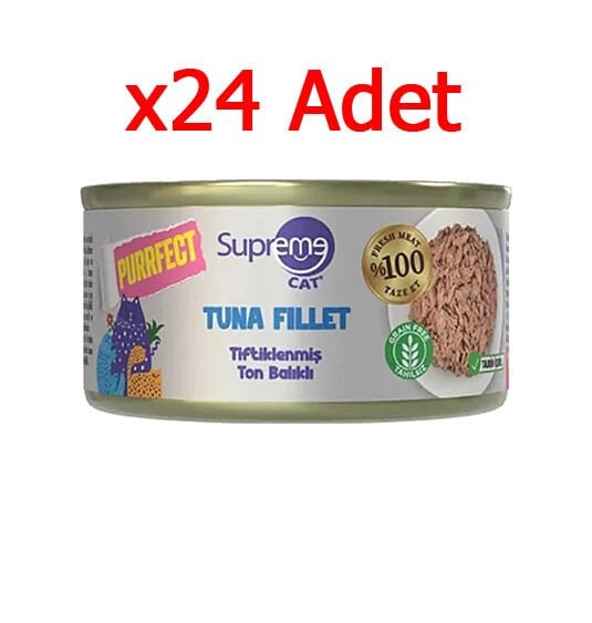 Supreme Cat Tiftiklenmiş Ton Balıklı Yetişkin Kedi Konservesi 70gr x 24 Adet