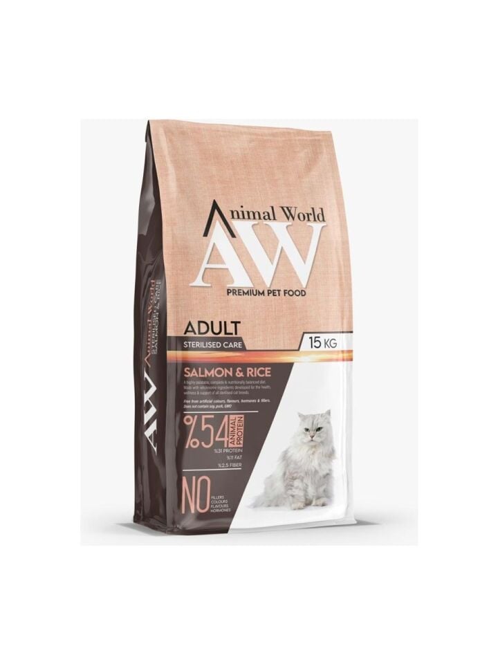 Animal World Somonlu Kısırlaştırılmış Kedi Maması 15kg
