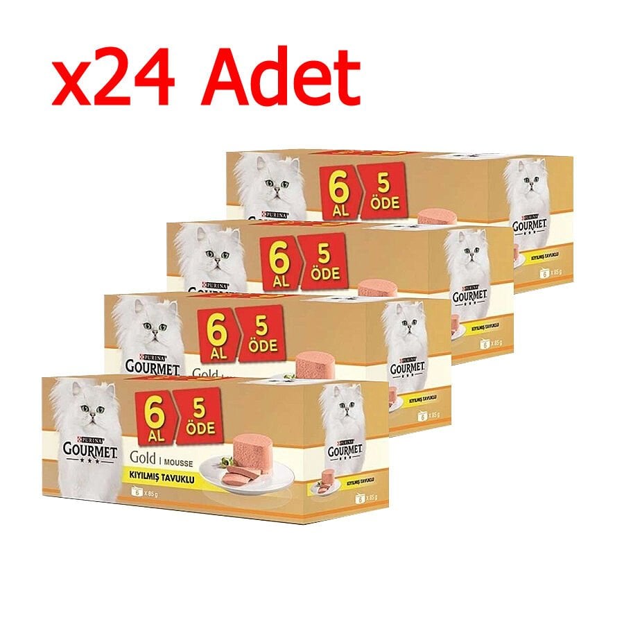 Gourmet Gold Kıyılmış Tavuklu Kedi Konservesi 85gr (6 AL 5 ÖDE) x 4 (24 adet 85g)