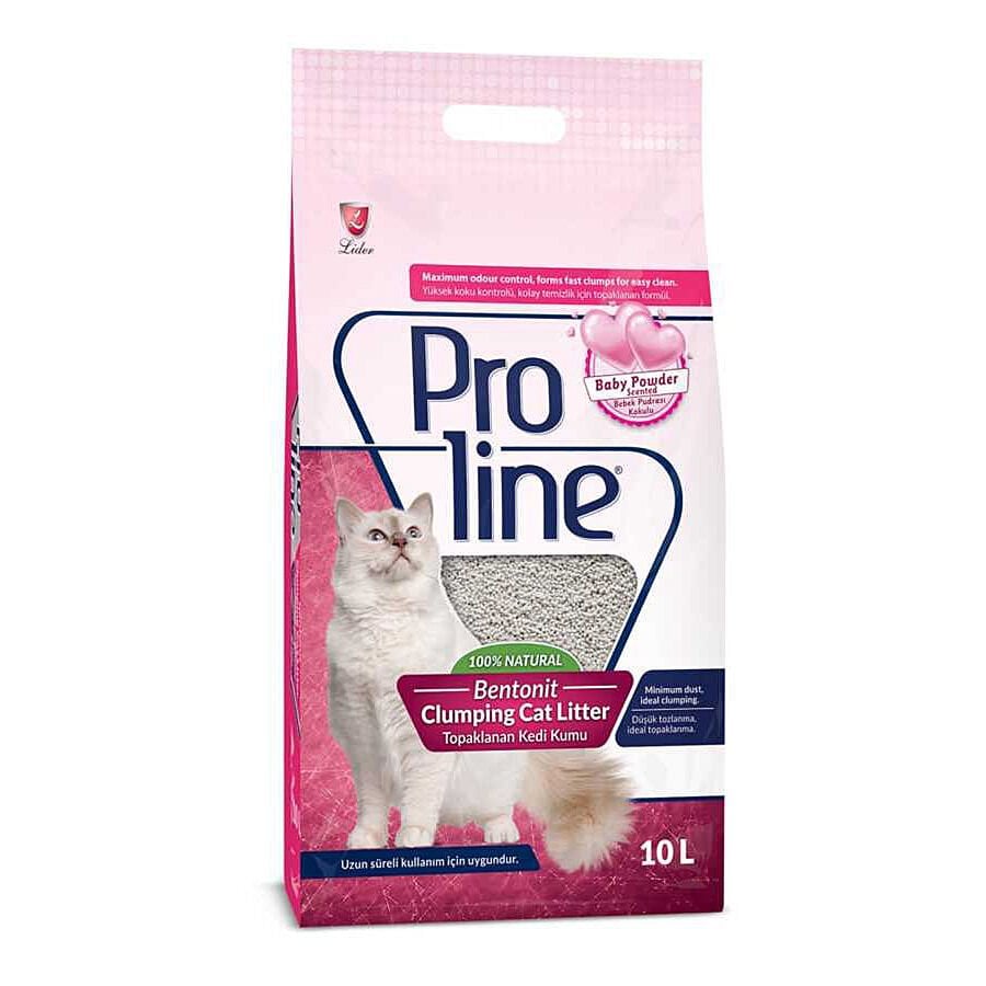 Proline Bebek Pudrası Kokulu Kalın Taneli Topaklanan Bentonit Kedi Kumu 10lt