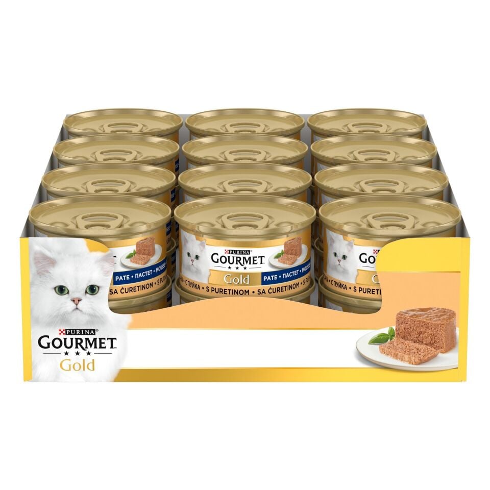 Gourmet Gold Kıyılmış Hindili Kedi Konservesi 85Gr x 24 Adet