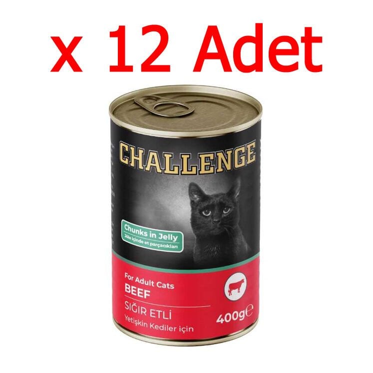 Challenge Sığır Etli Yetişkin Kedi Konservesi 400 Gr x 12 adet