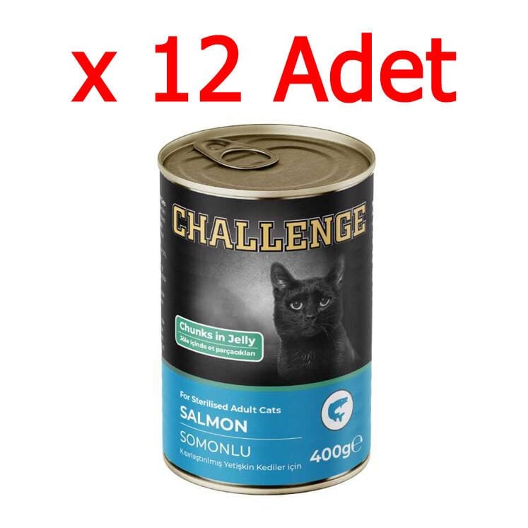 Challenge Somonlu Kısırlaştırılmış Yetişkin Kedi Konservesi 400 Gr x 12 adet
