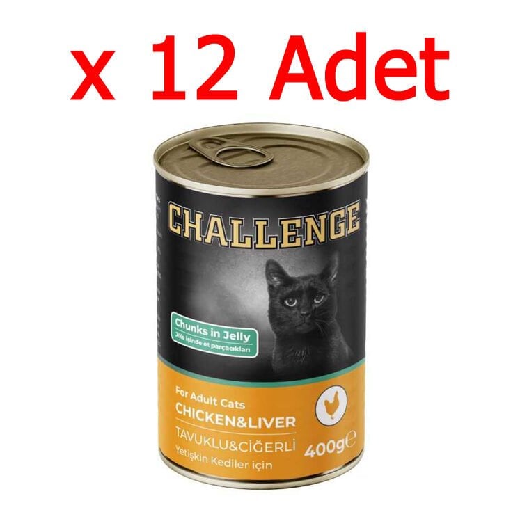 Challenge Tavuk ve Ciğerli Yetişkin Kedi Konservesi 400 Gr x 12 adet