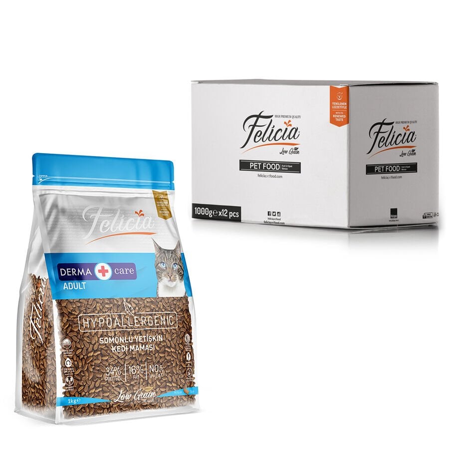 Felicia Yetişkin Somonlu Kedi Maması 12 Adet x 1kg (12kg)